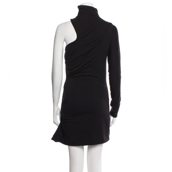 FEBEN Black Asymmetrical One-Shoulder Mini Dress - Picture 3 of 6